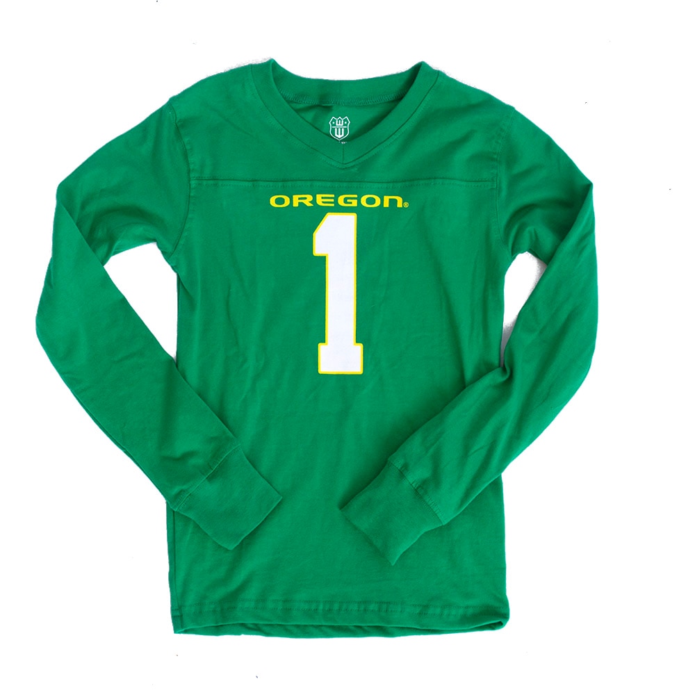 Oregon, Green, Pajama Set, Cotton, Kids, Youth, Football, Wes and Willy, #1, Long Sleeve, 803278